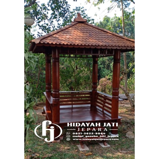 Gazebo kayu kelapa minimalis saung taman gazebo outdoor ukuran 2 x 2 meter