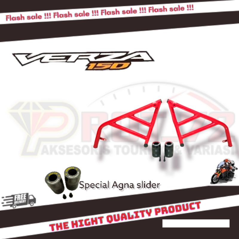Tubular Crashbar VERZA 150 CBVERZA Plus Jalu Slider Agna Full Hitam / Aksesoris Body Verza 150
