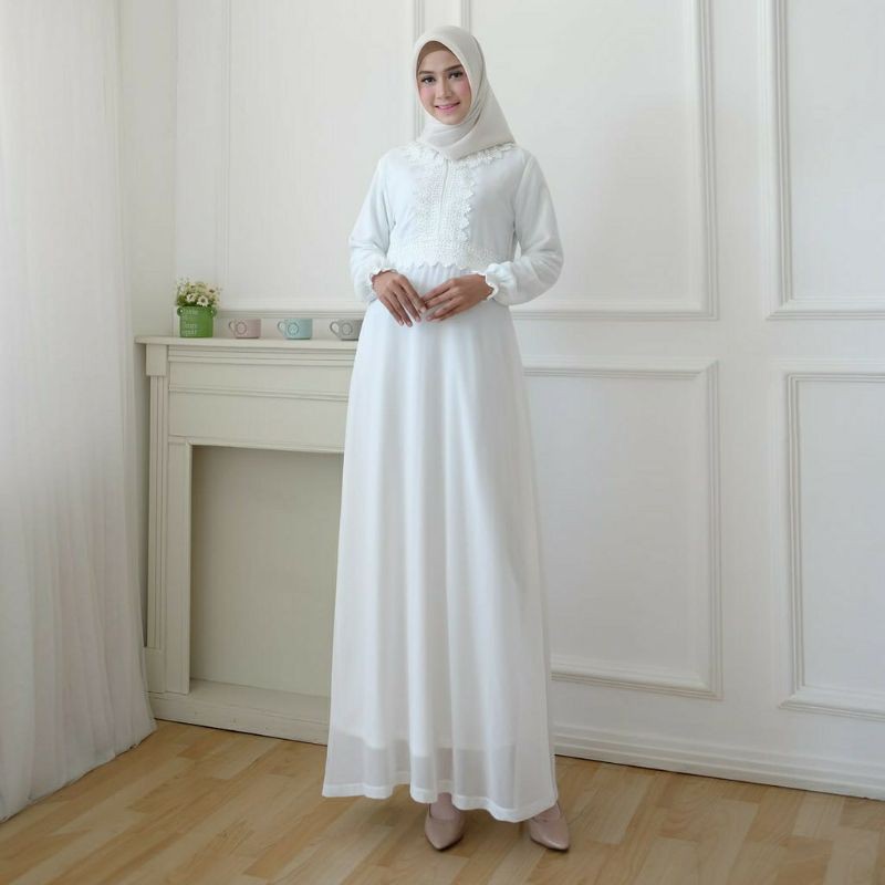 GAMIS EMILEA WHITE ORIGINAL BRUKAT RENDA