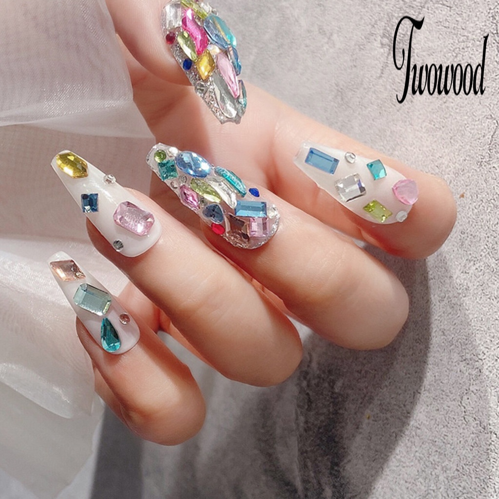 100 Pcs / Kantong Ornamen Kristal Berlian Imitasi Untuk Manicure