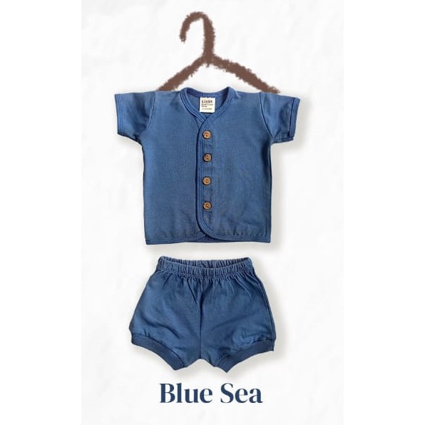 Libby Comfy Set Setelan Pendek / Libby New Born 1 Pasang 0-3 3-6 6-12 Bulan / Libby Baby / Baju Bayi-Blue Sea