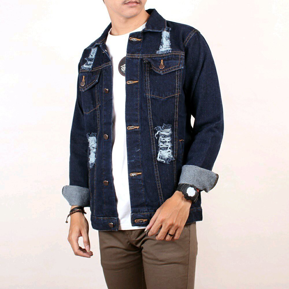 DIJUAL jaket jeans levis sobek pria - jaket denim Limited