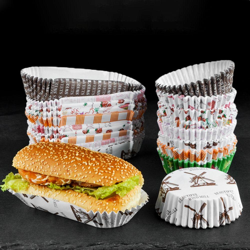 [Elegan] Paper Baking Cups Alat Kue Praktis Nyaman Hamburger Tray Untuk Perayaan Pernikahan Roti Kertas Bakeware