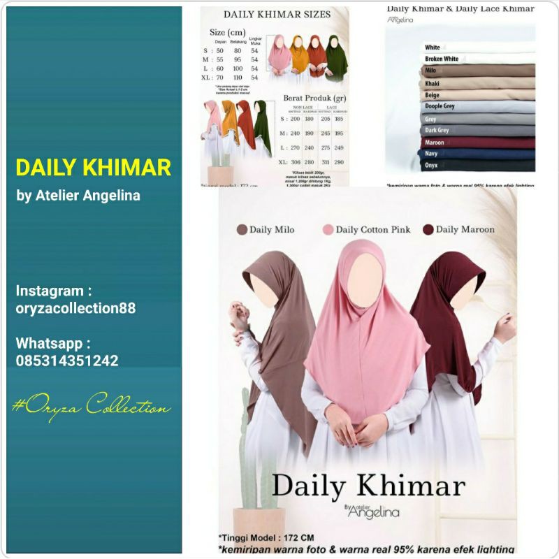 DAILY KHIMAR ONYX, NAVY, MAROON, ARMY BY ATELIER ANGELINA