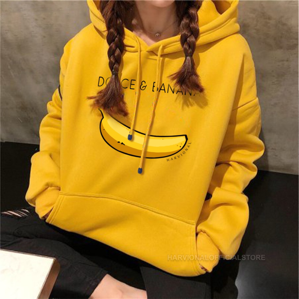 Parisdivarious Sweater Hoodie Jemper Dolce Banana Bahan Fleece Size S - XXL (Pria &amp; Wanita)