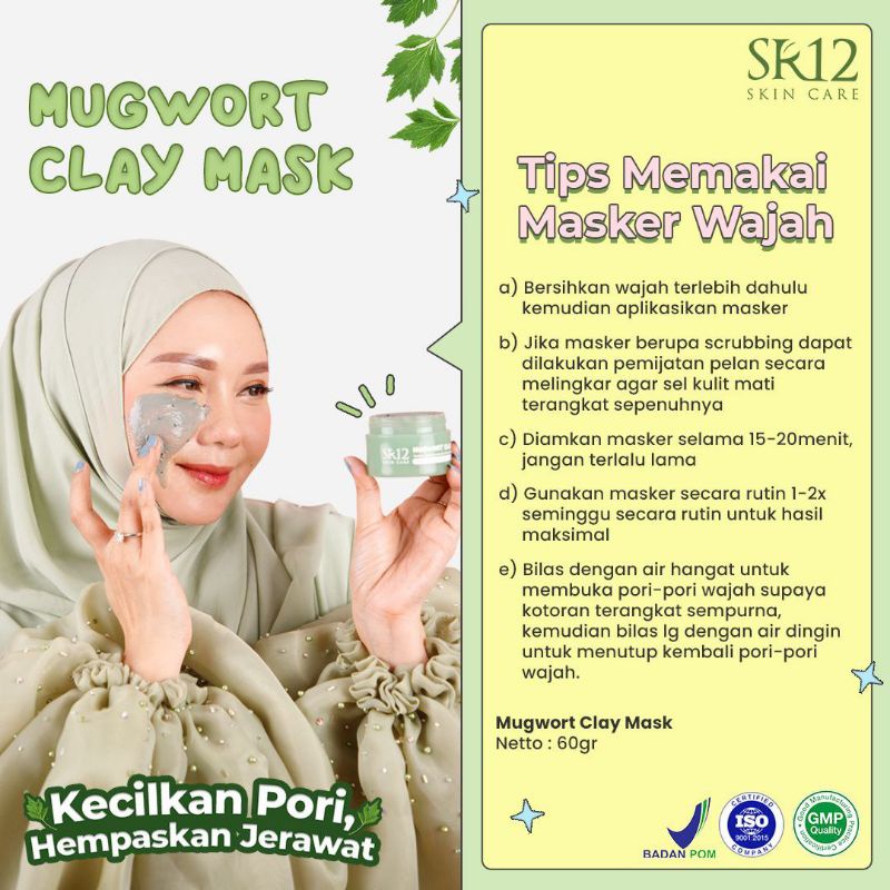 Mugwort SR12 - Mugwort Clay Mask SR12 Masker Wajah Bebas Komedo Mengecilkan Poripori Hempaskan Jerawat Menjaga Skin Barier Kulit Wajah-  Mugwort Clay Mask SR12Pore cleansing and shooting mask