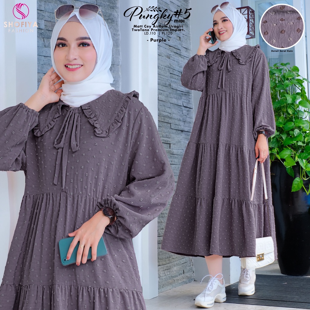 GAMIS/DRESS MIDI BUSUI FRIENDLY DENGAN RIT BAGIAN DADA ~ BAHAN URAGIRI ~ PUNGKY MIDI #5 ORIGINAL SHO