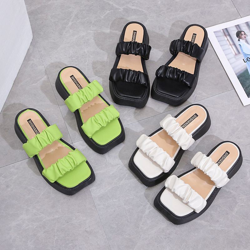 1071 Wedges Import Murah Sandal Wanita 3cm Sendal Flatshoes