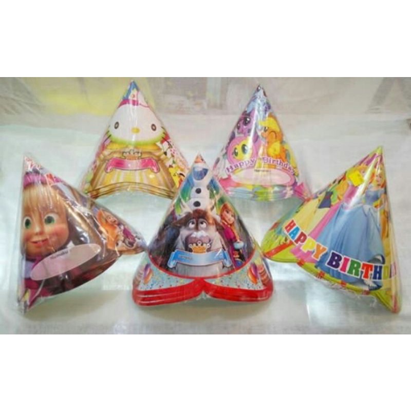 TOPI ULANG TAHUN KOBOY KARAKTER  {ISI 10 PC}