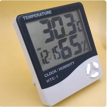 HTC-1 Hygrometer Termometer Ruangan Digital Jam Thermometer Indoor