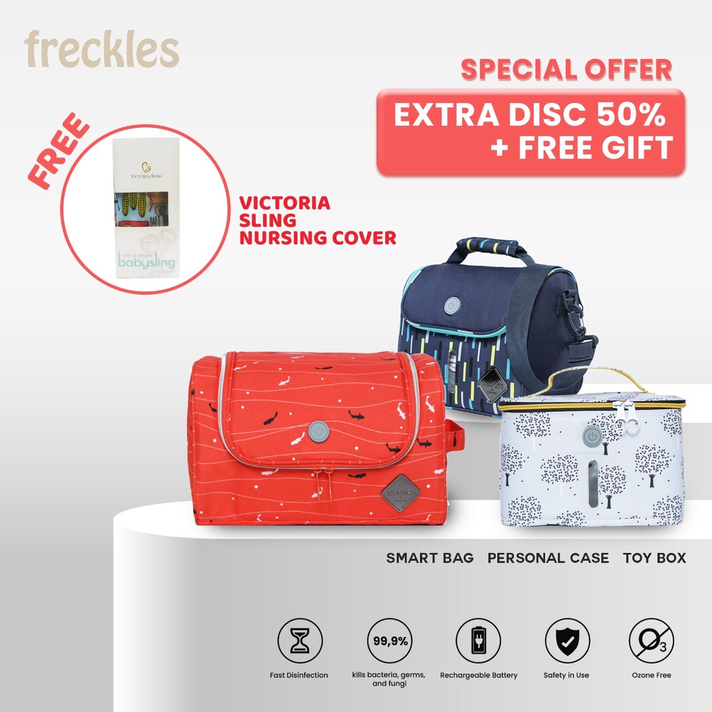 [FREE VICTORIA NURSING COVER] Freckles UV Portable Case Ocean Red Tas Sterilisasi Multifungsi 61075