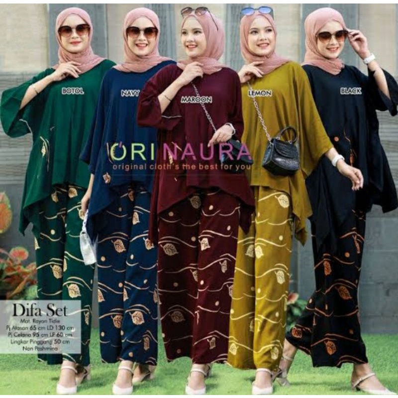 DASTER SETELAN WAKA MOTIF BUNGA MEKAR DIFA SET