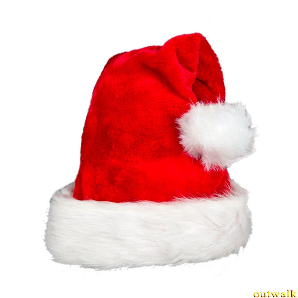 Topi Santa Claus Bahan Plush Tebal Warna Merah Dan Putih