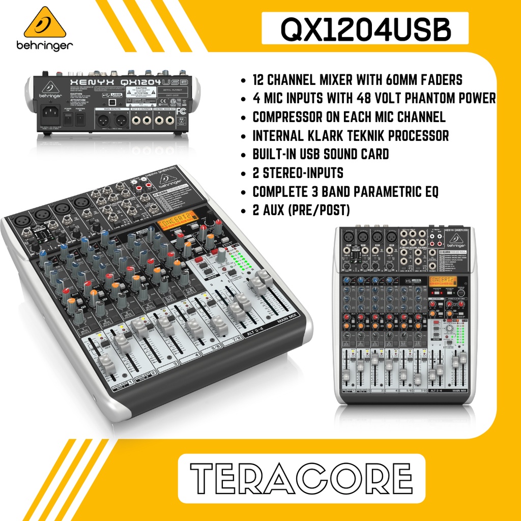 Behringer QX1204USB Analog Mixer 4 Channel Mono 2 Stereo USB Interface