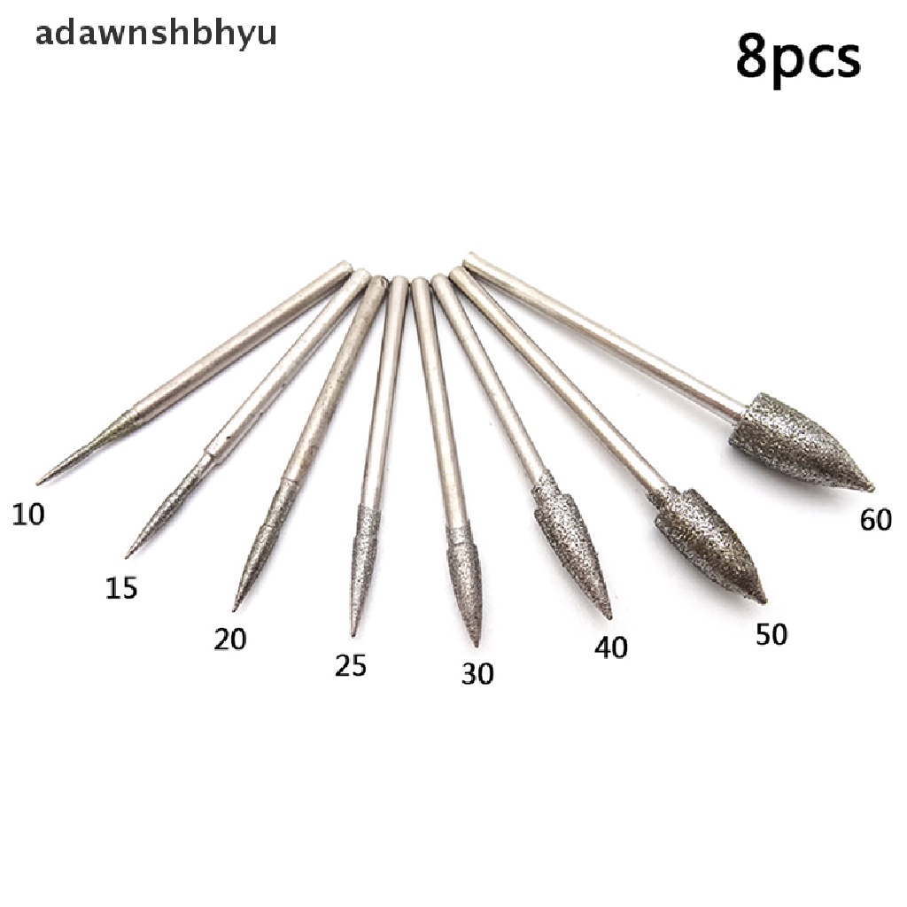 Adawnshbhyu 8Pcs diamond grinding head polishing needle bits burrs Alat Ukir Batu Logam