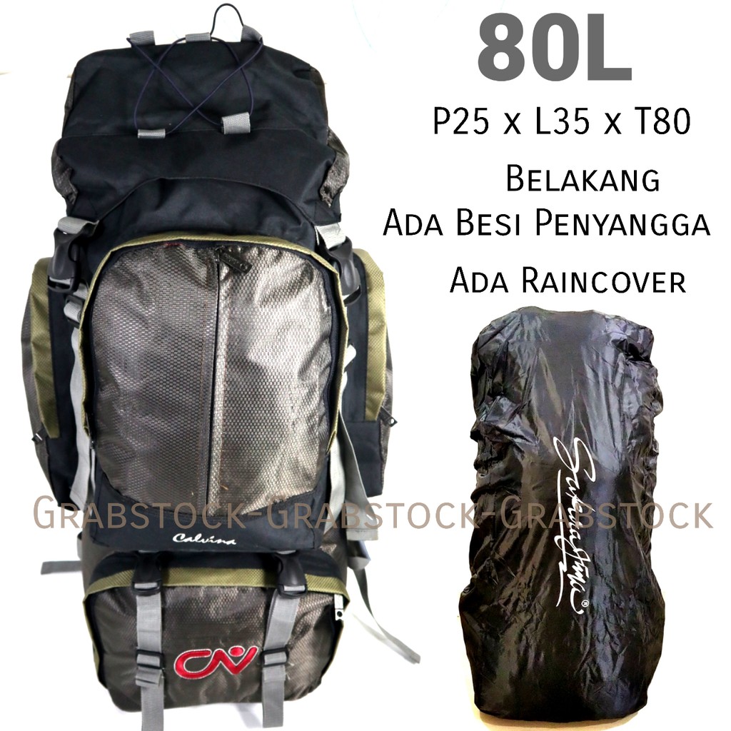 Carrier Super Besar Tas Camping Hiking 80L Plus Raincover Ada sandaran di Belakang iu83