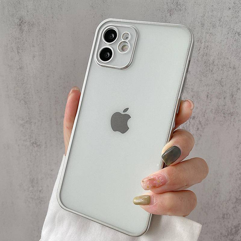 Soft Case Silikon Transparan Frosted Electroplating Untuk iPhone 13 12 11 Pro MAX Mini X XS MAX XR SE 2022 2020 6 6S 7 8 Plus