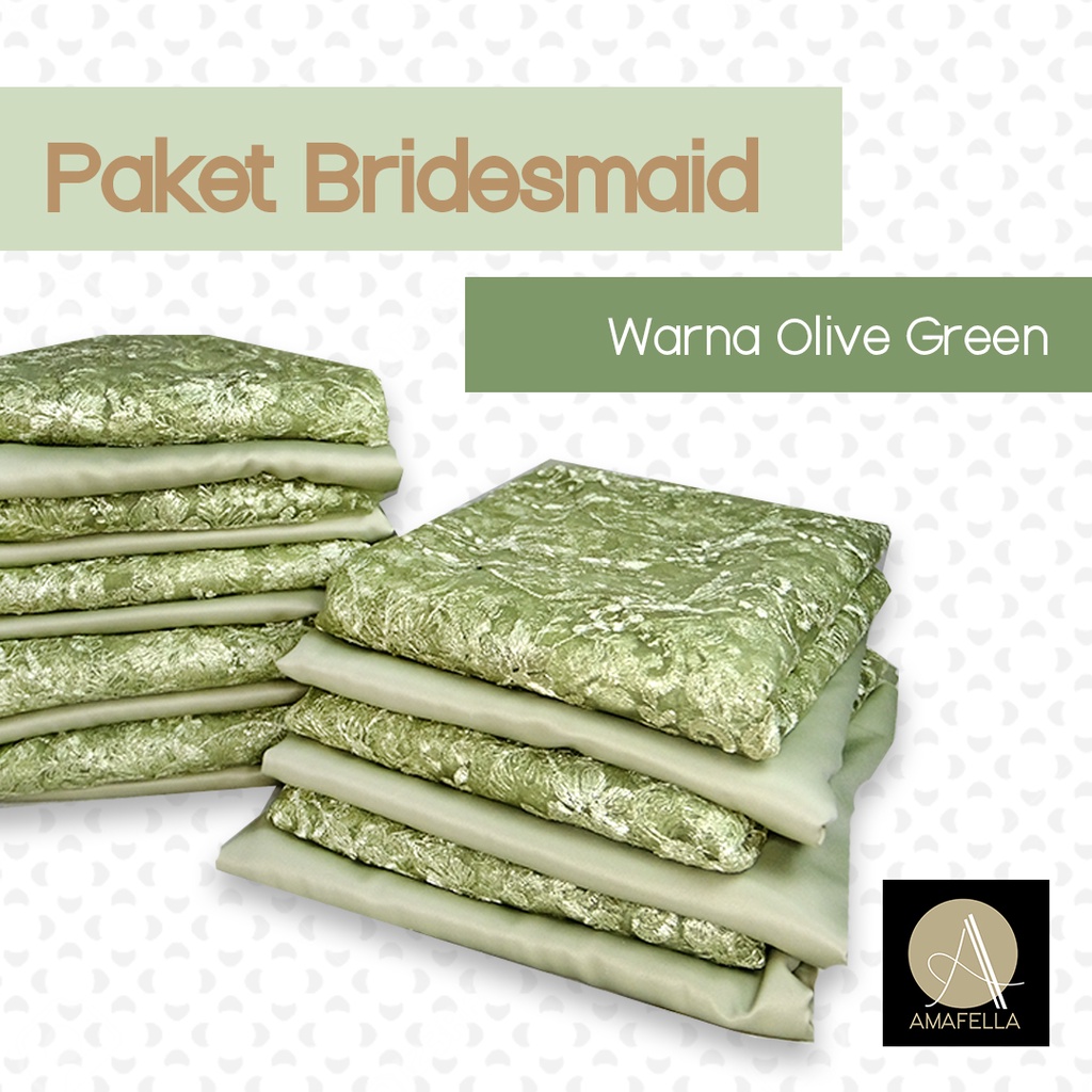 Paket Kain Bridesmaid Seragaman Premium Lamaran Keluarga Lengkap Satin Kebaya Brokat Warna Olive Green / Sage Green