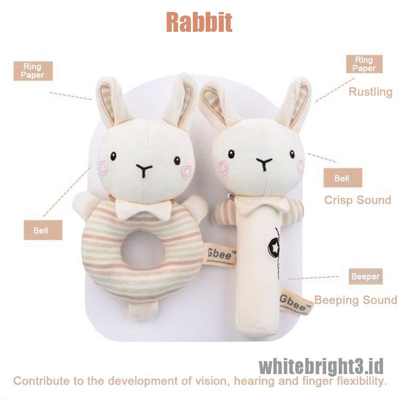 (white3) Mainan Rattle Boneka Plush Kartun Hewan Untuk Edukasi Bayi / Anak