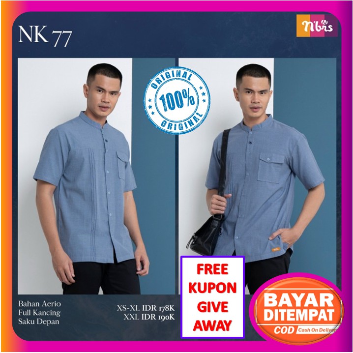Baju Koko Nibras Terbaru 2021 Baju Koko Pria Dewasa Lengan Pendek Modern Premium Kekinian Ori NK 77