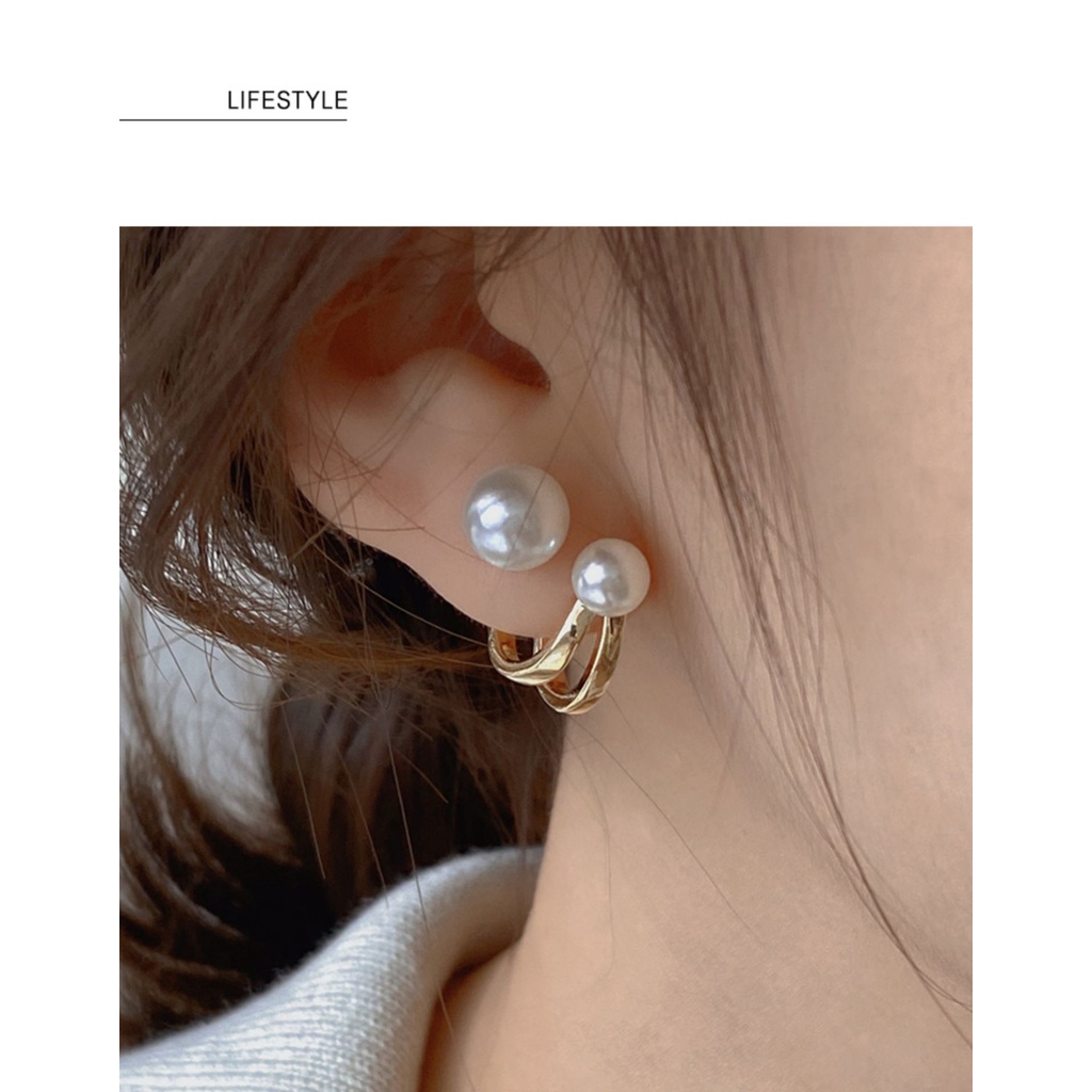 Anting Mutiara Bahan 925 Silver Plated Gaya Korea Untuk Wanita