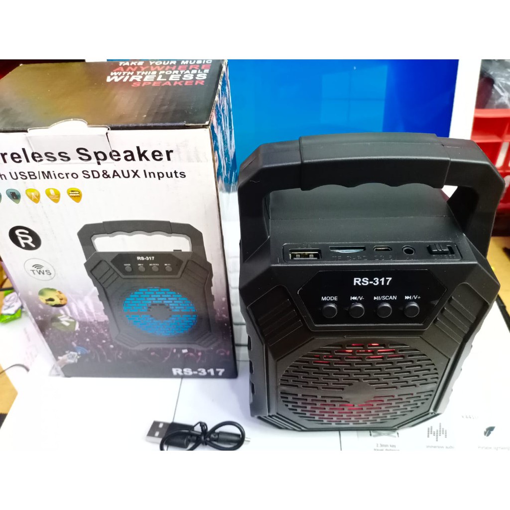 Speaker Bluetooth RS317 Wireless Speker Bass Spiker Blutut