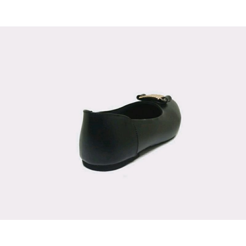 Sepatu Flatshoes Wanita ELNara Big Size 41-45 Pantofel flat Kulit Ukuran besar Hitam Kasual, 41