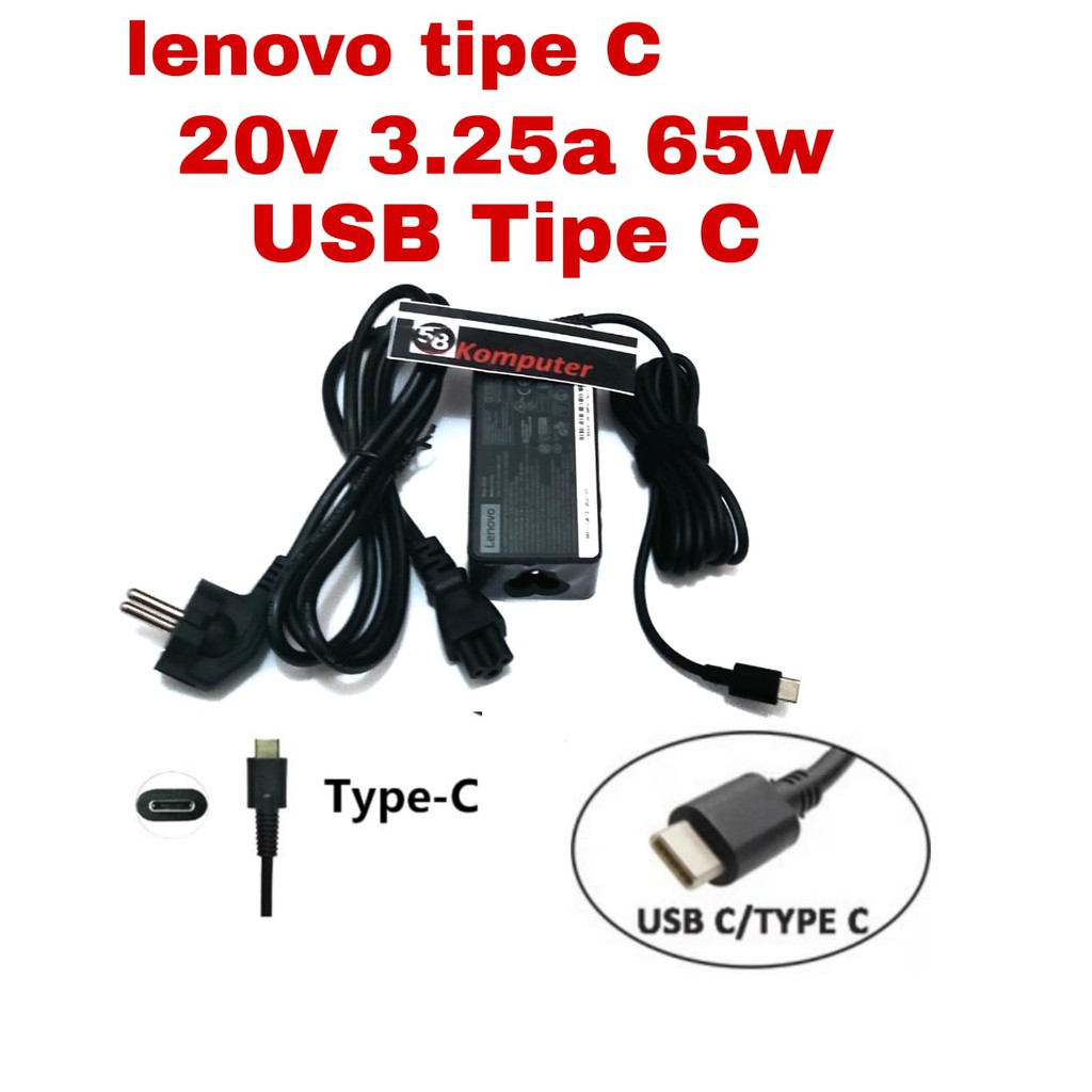 Adaptor Charger Laptop Lenovo Yoga C740 C930 C940 S730 IdeaPad 730s 20V 3.25A 65W USB-C Type C