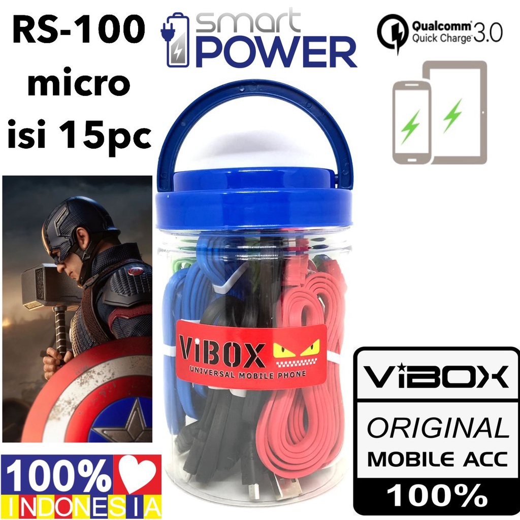 MINIGO {isi 15pcs} kabel data toples vibox rs-100 micro 1meter original kabel charger micro RS100 for android smartphone