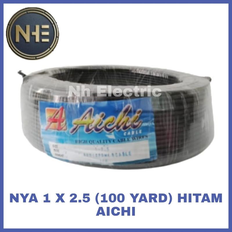 Kabel Listrik Nya 1x2,5mm Hitam 100 Yard Aichi - Kabel Kawat Tunggal 1x2.5mm 100Y Black Aichi