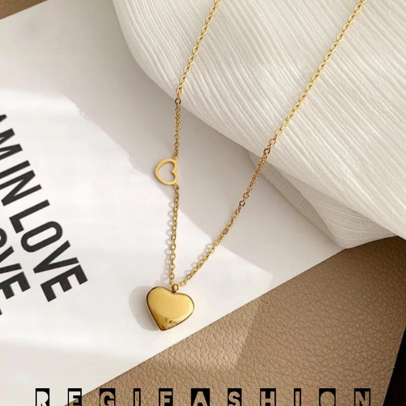 Kalung Titanium Rantai Liontin Love (2) Fashion Wanita Terlaris Anti Karat Tidak Luntur