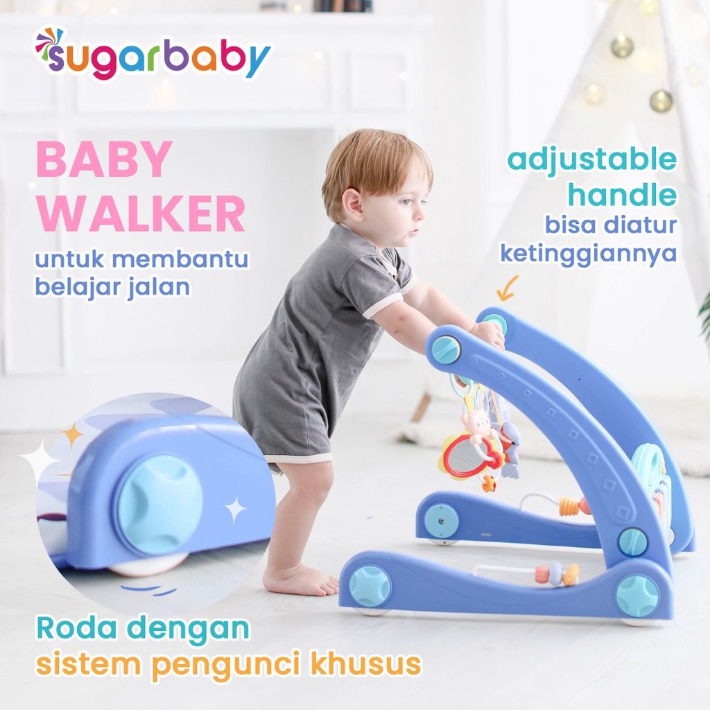 [FREE BUBBLE WRAP] Sugarbaby 2in1 Baby Walker &amp; Playmat Piano / Baby Push Walker / Alat Bantu Jalan Anak