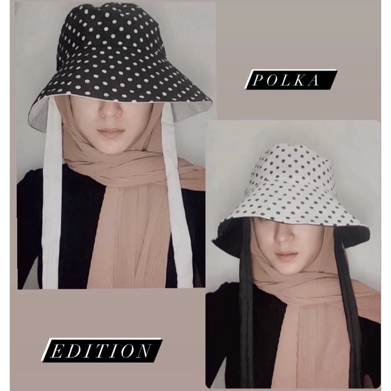 ( COD ) WIDE BUCKET HAT selebgram aksen tali /Bucket peniti/Topi Rimba polos topi wanita terlaris no 1