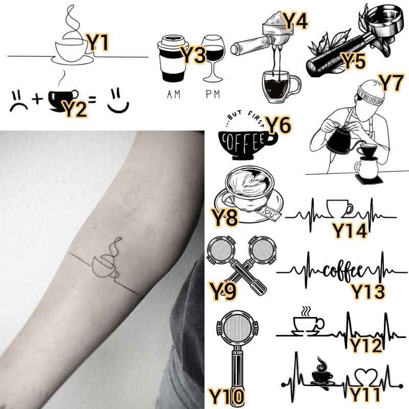 PROMO Stiker Tato/Tato Temporer - Y - Coffe Barista Portafilter Tatto kopi Aesthetic