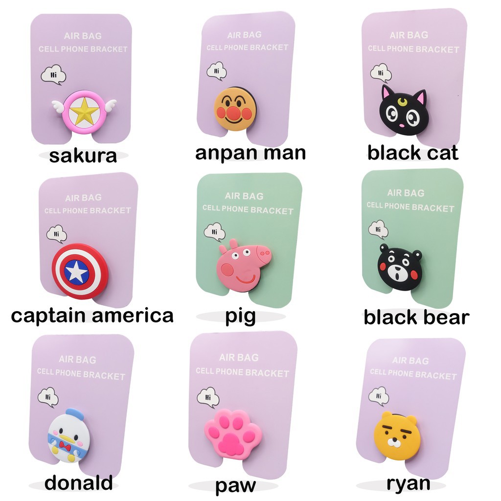 POP SOCKET 3D Phone Holder Kartun Hello Kitty Doraemon dll