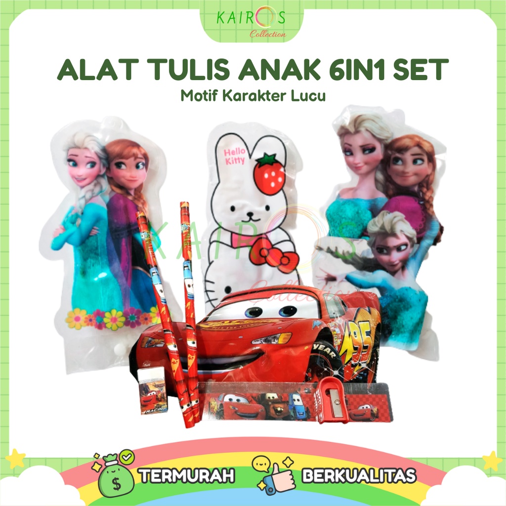 Alat Tulis Anak 6in1 Set Motif Karakter Lucu