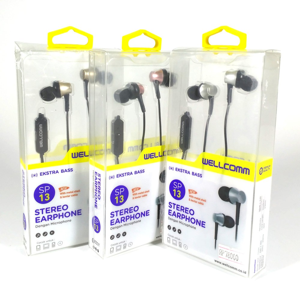 Wellcomm Earphone Handsfree SP13 Extra Bass | Garansi 6 Bulan