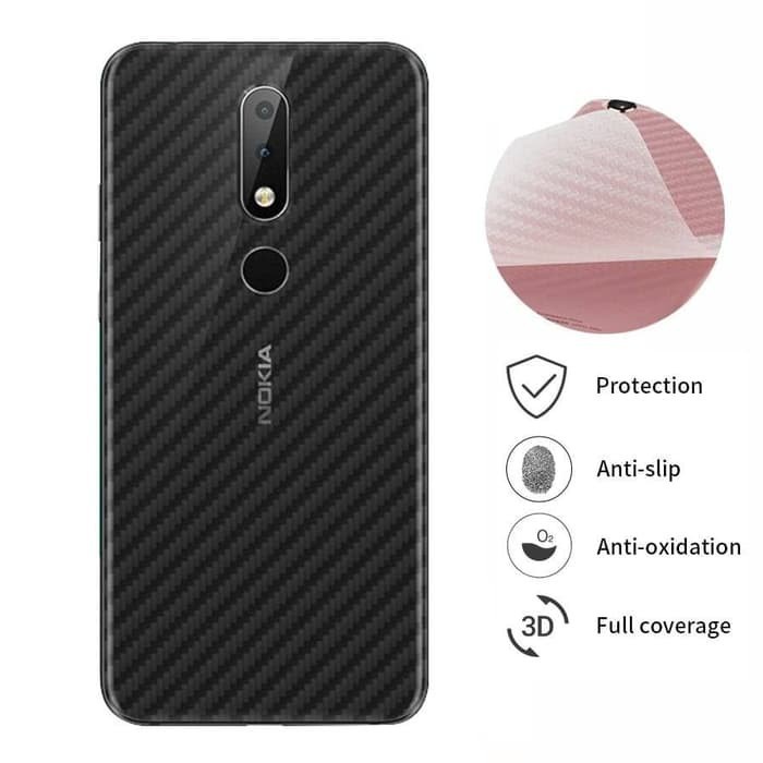 GARSKIN Sticker Carbon Nokia 6.1+ 6.1 Plus X6 Skin Carbon Transparan Fiber Protection Back Sticker Carbon