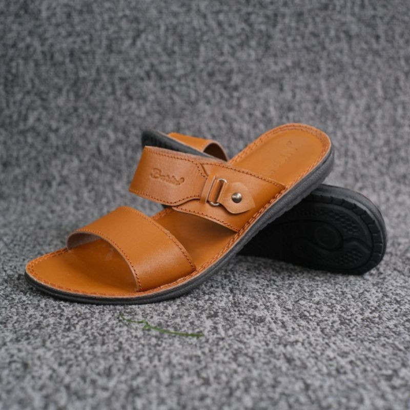 BARLIN 05 / Sandal Kulit Pria / Sandal Slide Original Kulit Asli