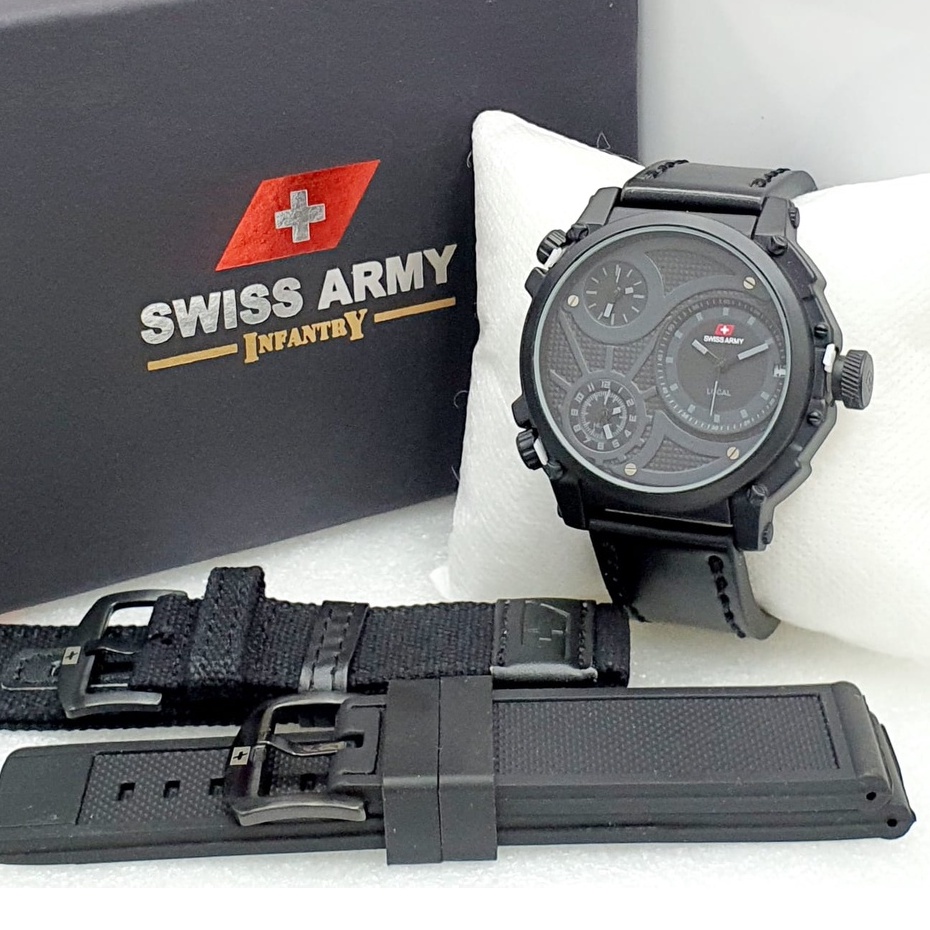 JAM TANGAN PRIA SWISS FASHION PAKET CRONO AKTIF| JAM TANGAN FASHION