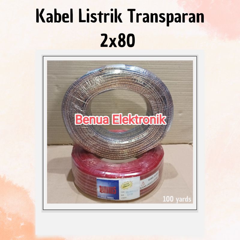 Promo Kabel listrik serabut transparan 2x80 PER 5 METER kabel audio