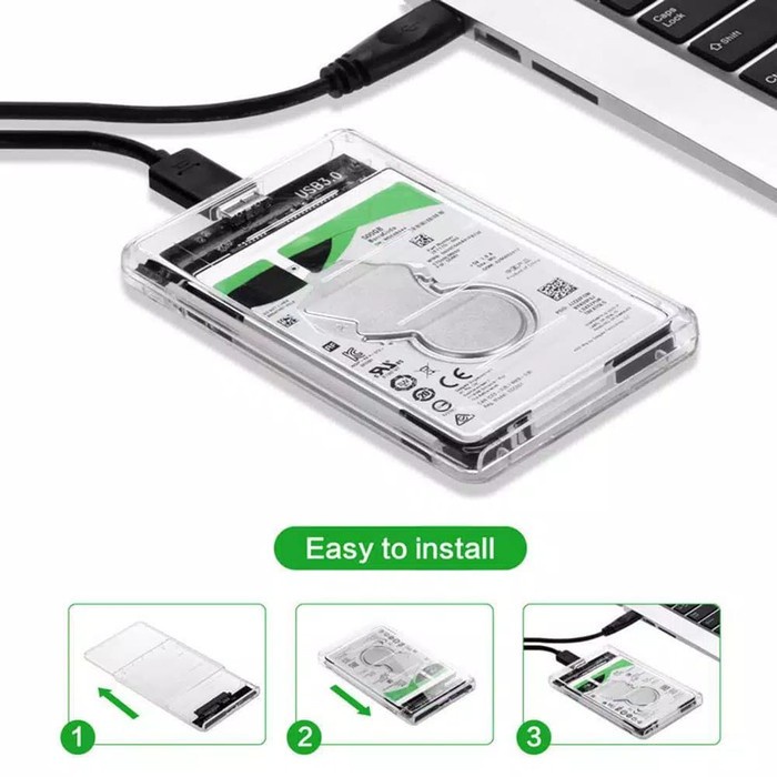 Casing Harddisk &amp; SSD 2,5inch USB 3.0 / Enclosure 2,5inch USB 3.0 SATA Transparan