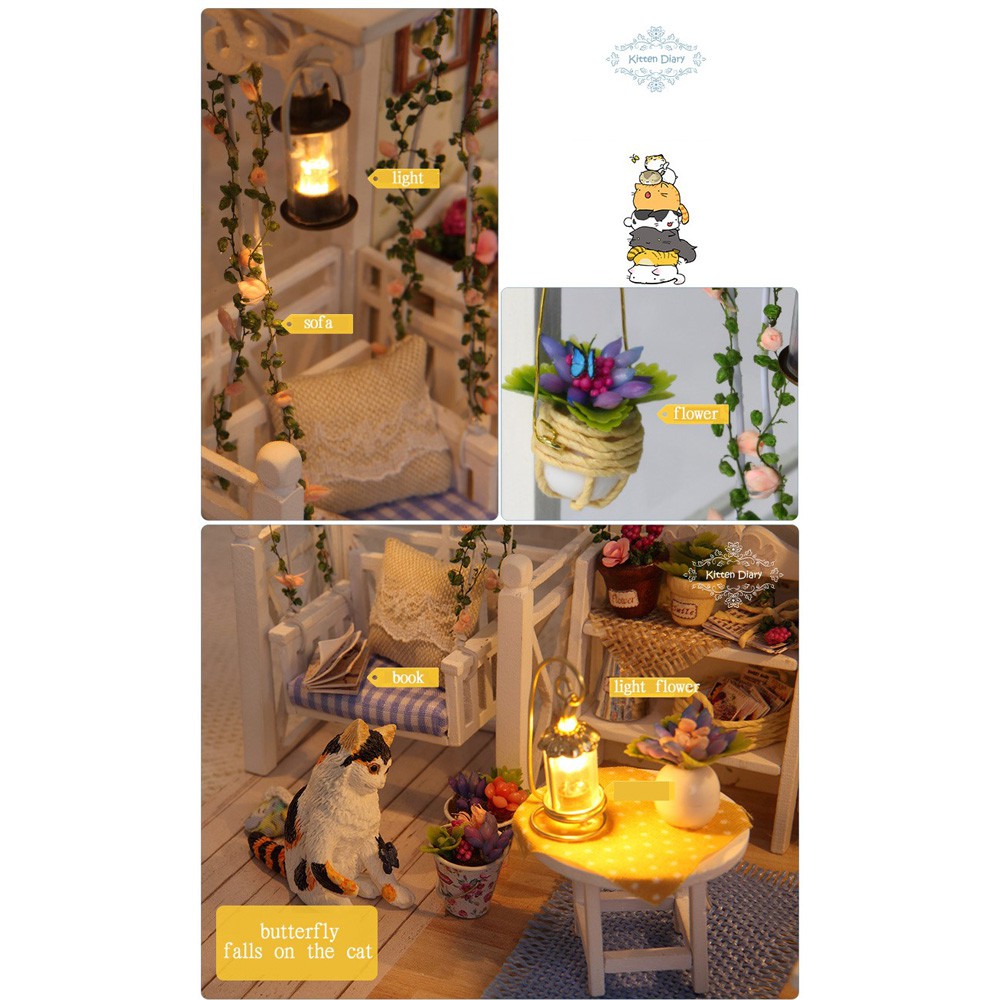 Mainan Miniatur Rumah Boneka 3D DIY 1:24 Cute Room Furniture Minimalis