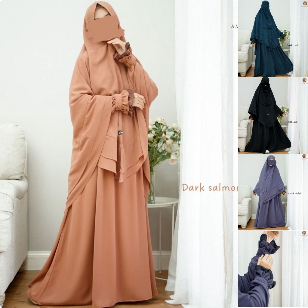 Rayya Series By Amaliyah Set Gamis Syari Fortaleza Jetblack