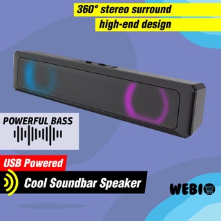 Speaker USB A20 Spiker Aktif Soundbar RGB Gaming Laptop PC Komputer TV LED Full Bass Murah Portabel