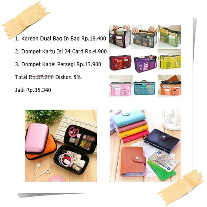 

Paket Perlengkapan Pergi Sehari-hari Isi 3 Produk Multifungsi - Multiwarna
