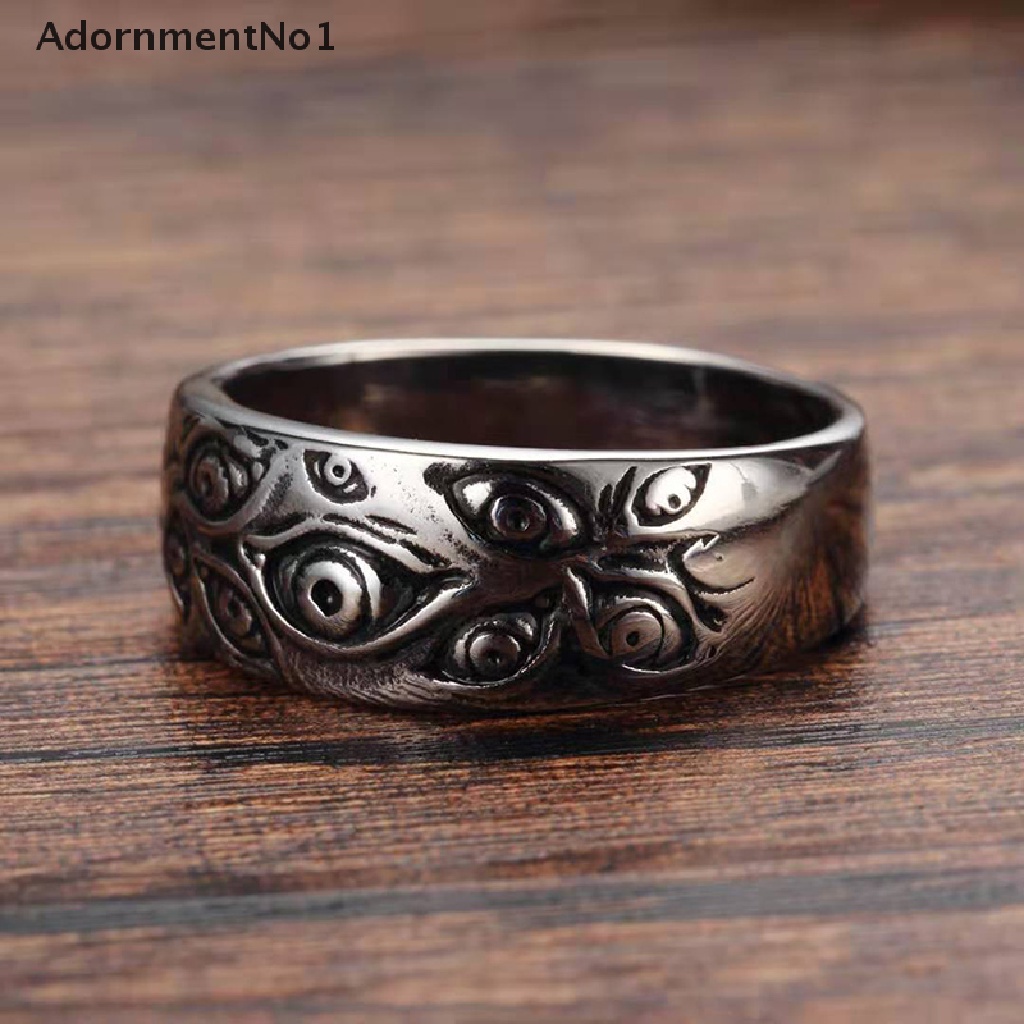 (AdornmentNo1) Cincin Gaya Vintage Punk Rock Hip Hop Motif Ukiran Mata Untuk Perhiasan Pria / Wanita