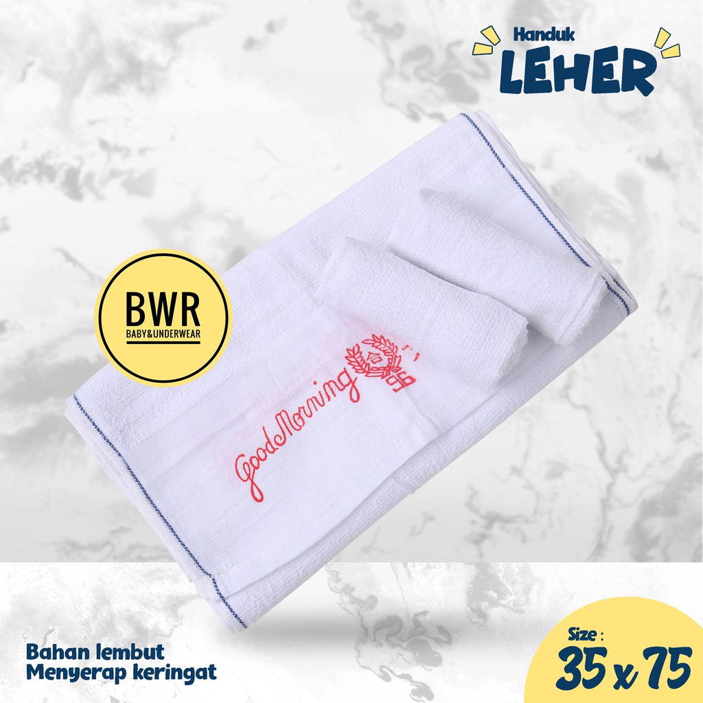 Handuk Leher GOOD MORNING | Handuk Olahraga Muka Leher Putih - Bwr