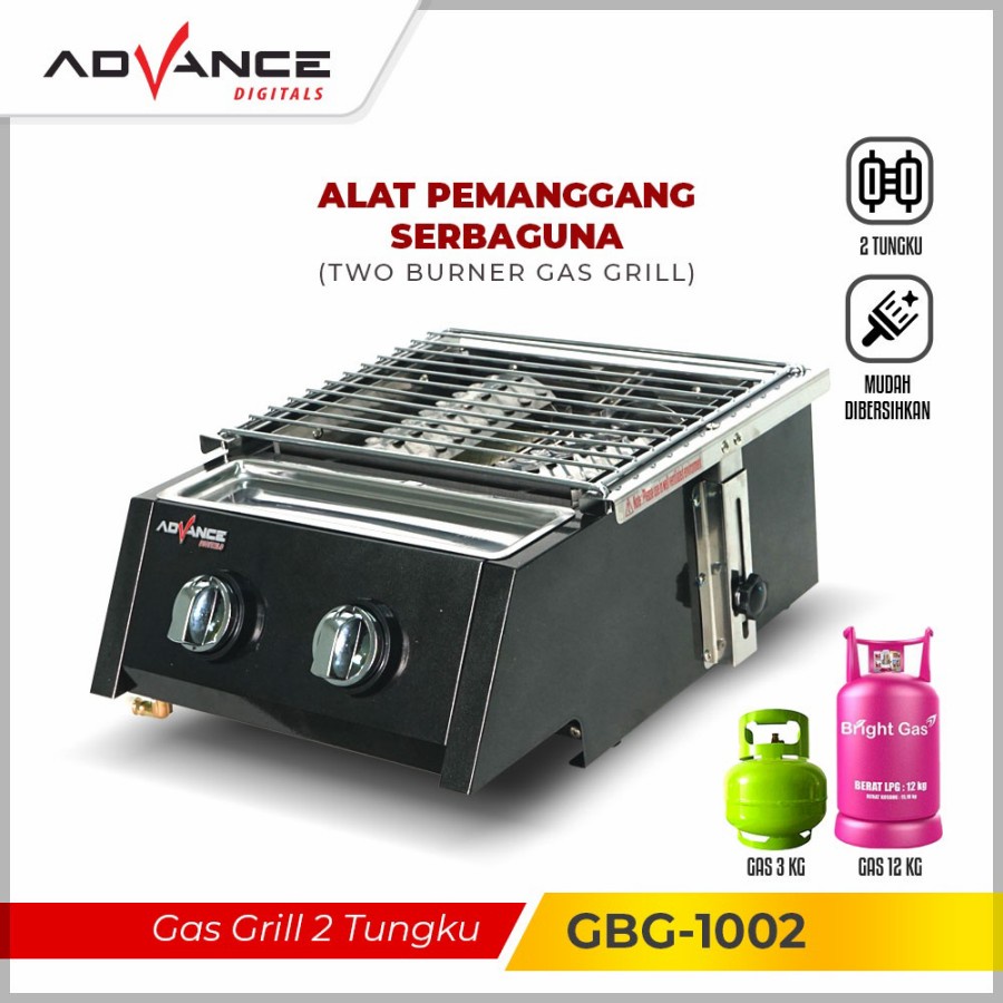 Kompor Gas Pemanggang BBQ SOSIS 2 Tungku Advance GBG 1002 Serbaguna Bergaransi Resmi