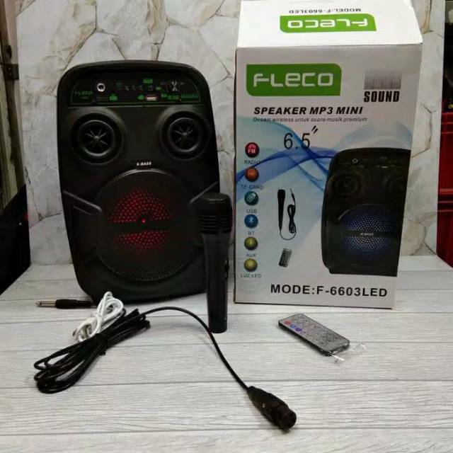 MANTULL. . . SPEAKER BLUETOOTH KARAOKE F-6603 LED UKURAN 6,5 INCHI